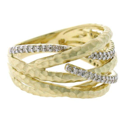 14k Yellow Gold Diamond Bridge Ring - 0.30ct