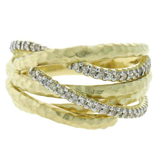 14k Yellow Gold Diamond Bridge Ring - 0.30ct