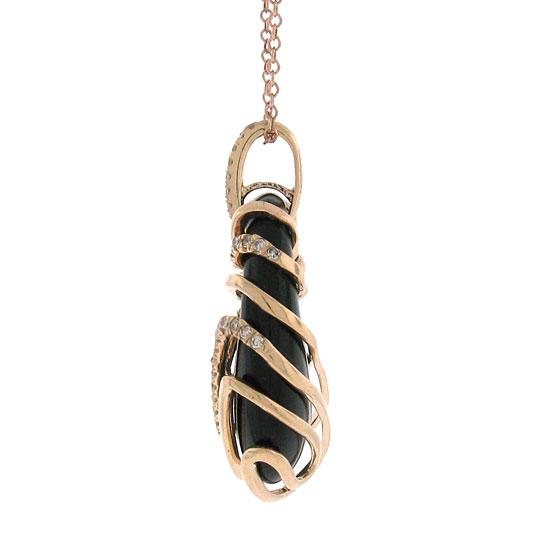 Diamond & 12.75ct Onyx 14k Rose Gold Pendant - 0.25ct