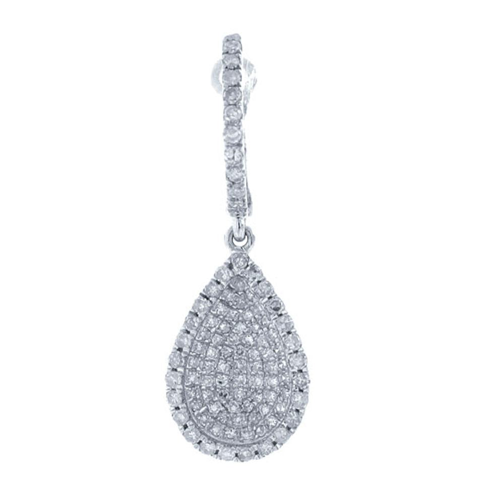 14k White Gold Diamond Pave Drop Earring - 0.90ct