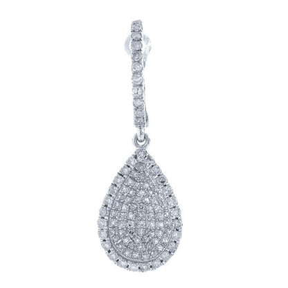 14k White Gold Diamond Pave Drop Earring - 0.90ct