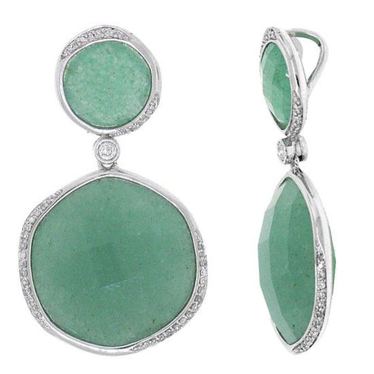 Diamond & 22.94ct Aventurine 14k White Gold Pendant - 0.18ct