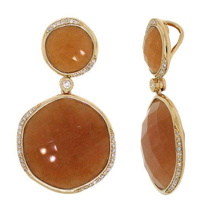 Diamond & 24.01ct Peach Aventurine 14k Rose Gold Pendant - 0.18ct