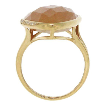 Diamond & 17.57ct Peach Aventurine 14k Rose Gold Ring - 0.10ct