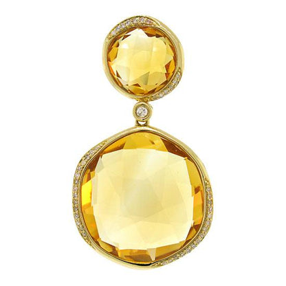 Diamond & 27.62ct Citrine 14k Yellow Gold Pendant - 0.18ct