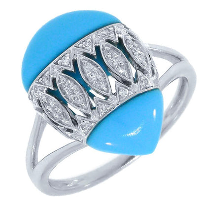 Diamond & 4.78ct Composite Turquoise 14k White Gold Ring - 0.09ct