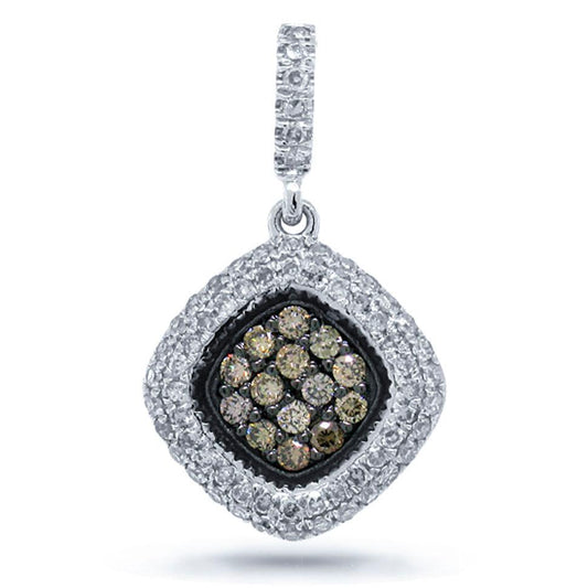 14k White Gold White & Champagne Diamond Pendant - 0.40ct