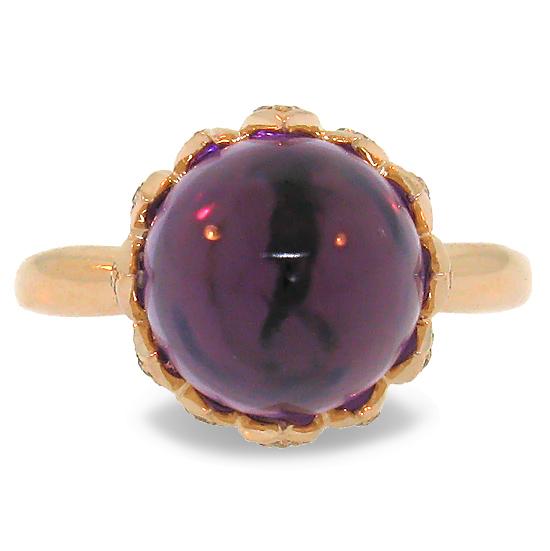 Diamond & 7.69ct Amethyst 14k Rose Gold Ring - 0.29ct