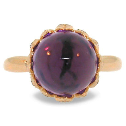 Diamond & 7.69ct Amethyst 14k Rose Gold Ring - 0.29ct