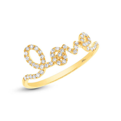 14k Yellow Gold Diamond ''Love'' Ring - 0.28ct