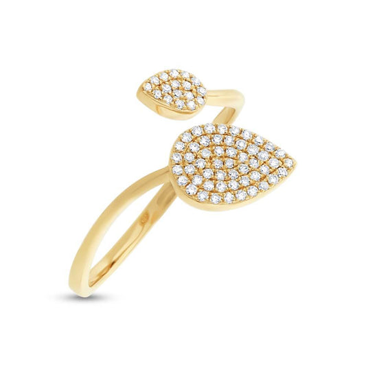 14k Yellow Gold Diamond Pave Lady's Ring - 0.20ct