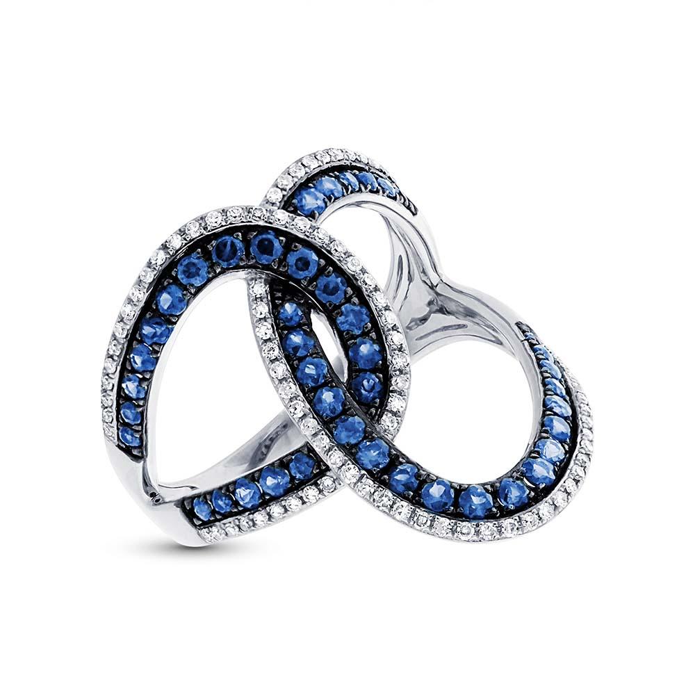 Diamond & 0.83ct Blue Sapphire 14k White Gold Ring Size 6 - 0.24ct