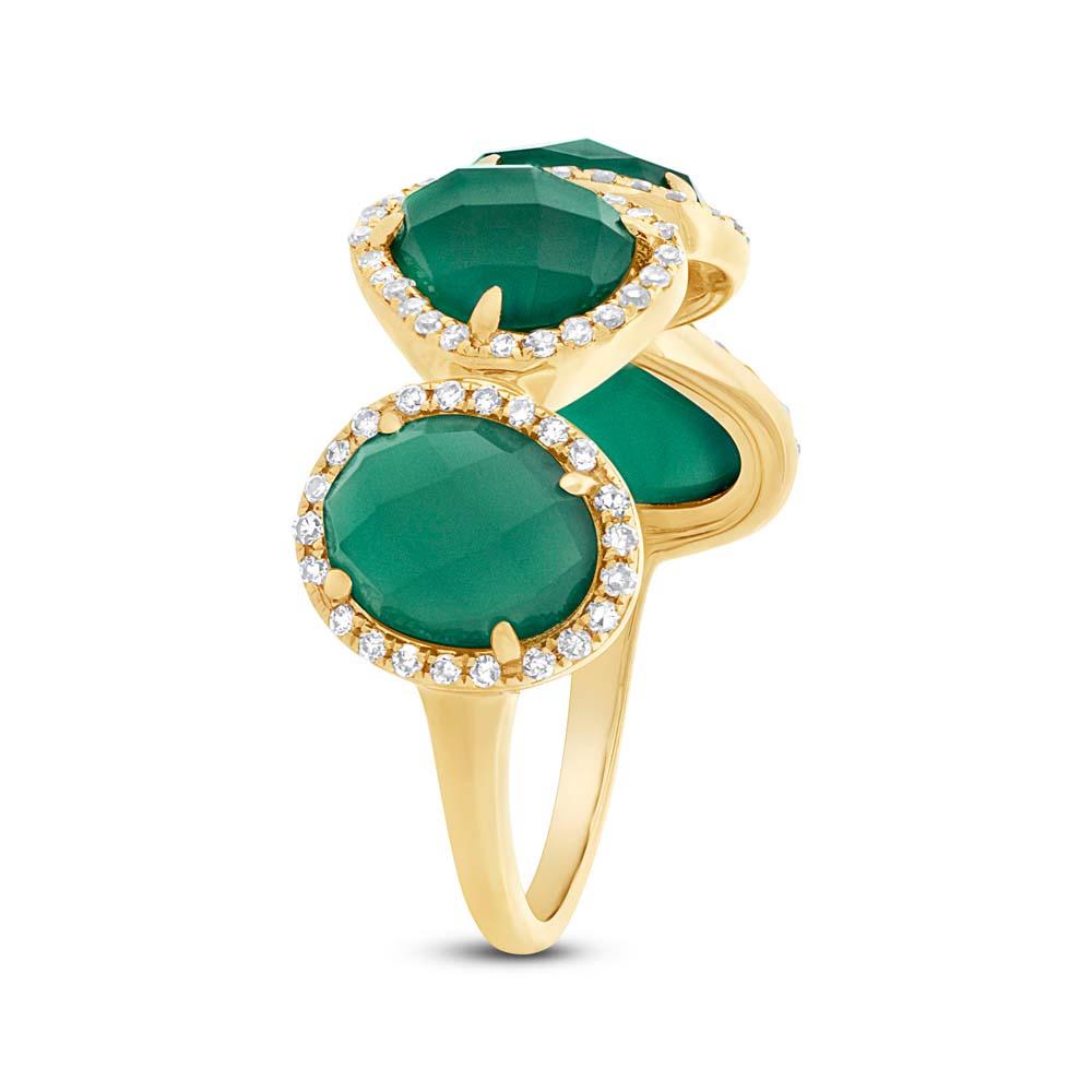 Diamond & 3.80ct Green Agate 14k Yellow Gold Ring Size 6 - 0.27ct
