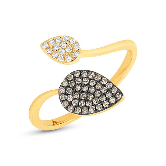 14k Yellow Gold White & Champagne Diamond Ring - 0.24ct