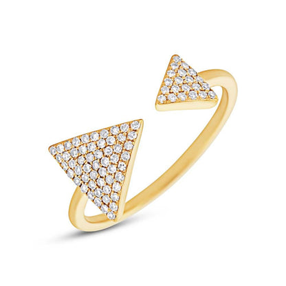 14k Yellow Gold Diamond Triangle Lady's Ring - 0.21ct