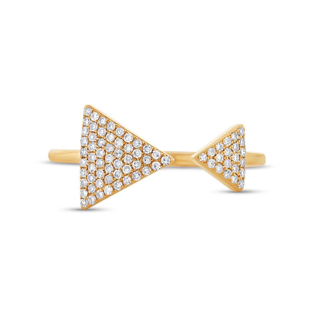 14k Yellow Gold Diamond Triangle Lady's Ring - 0.21ct