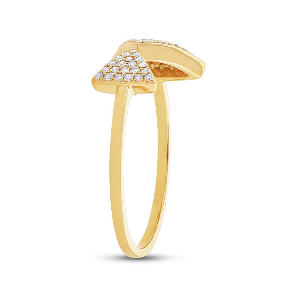 14k Yellow Gold Diamond Triangle Lady's Ring - 0.21ct