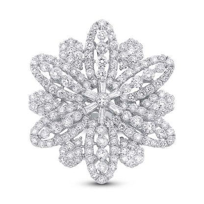 18k White Gold Diamond Flower Ring - 4.86ct