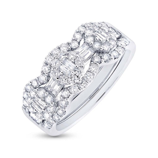 18k White Gold Diamond Lady's Ring 3-pc - 1.07ct