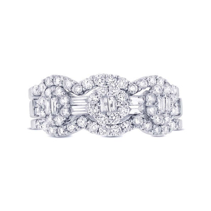 18k White Gold Diamond Lady's Ring 3-pc - 1.07ct