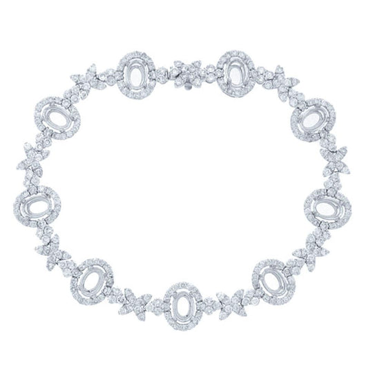 18k White Gold Diamond Semi-mount Bracelet - 5.34ct