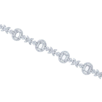 18k White Gold Diamond Semi-mount Bracelet - 5.34ct