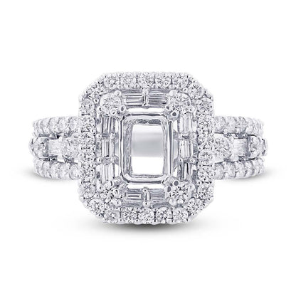 18k White Gold Diamond Semi-mount Ring - 1.10ct