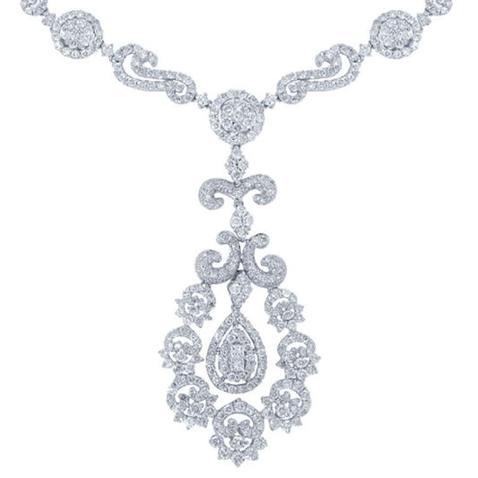 18k White Gold Diamond Necklace - 14.29ct V0088