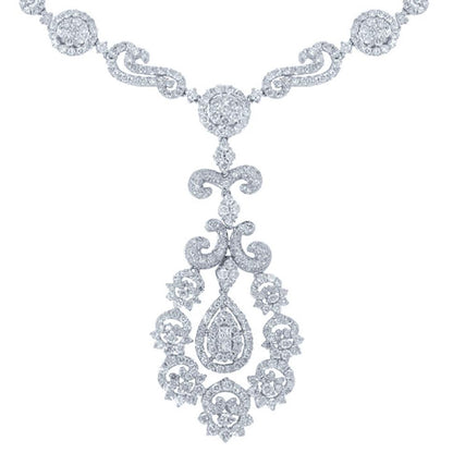 18k White Gold Diamond Necklace - 14.29ct V0088