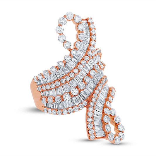 18k Rose Gold Diamond Baguette Lady's Ring - 1.24ct