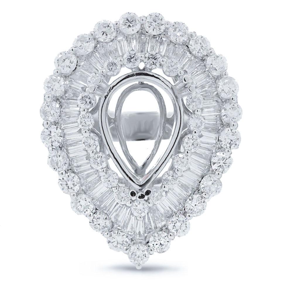 18k White Gold Diamond Semi-mount Ring - 4.00ct