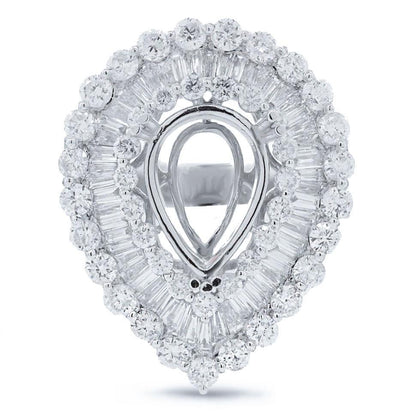 18k White Gold Diamond Semi-mount Ring - 4.00ct