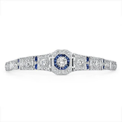 14K White Gold White Gold Sapphire with Natural Diamond For Women