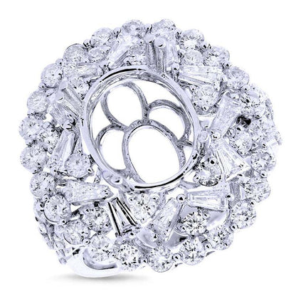 18k White Gold Diamond Semi-mount Ring - 2.97ct
