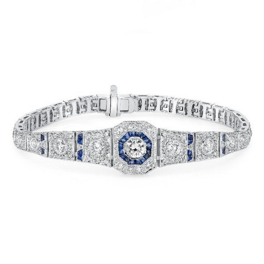 14K White Gold White Gold Sapphire with Natural Diamond For Women