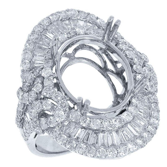 18k White Gold Diamond Semi-mount Ring - 3.18ct