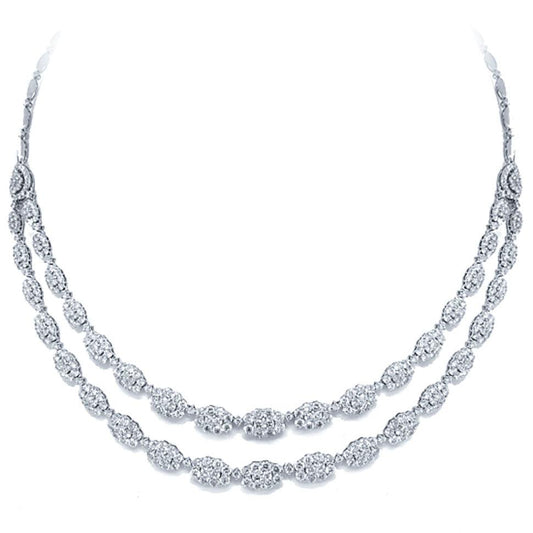 18k Classy White Gold Diamond Necklace - 14.47ct V0089