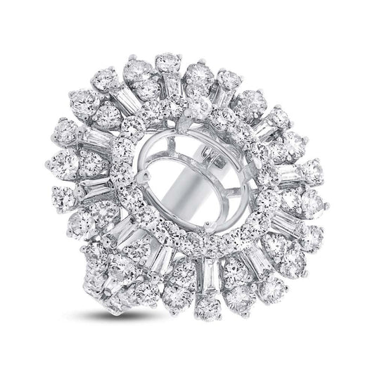 18k White Gold Diamond Semi-mount Ring - 3.38ct