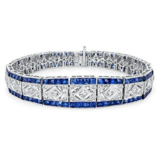 14K White Gold Birthstone Bracelet For Women