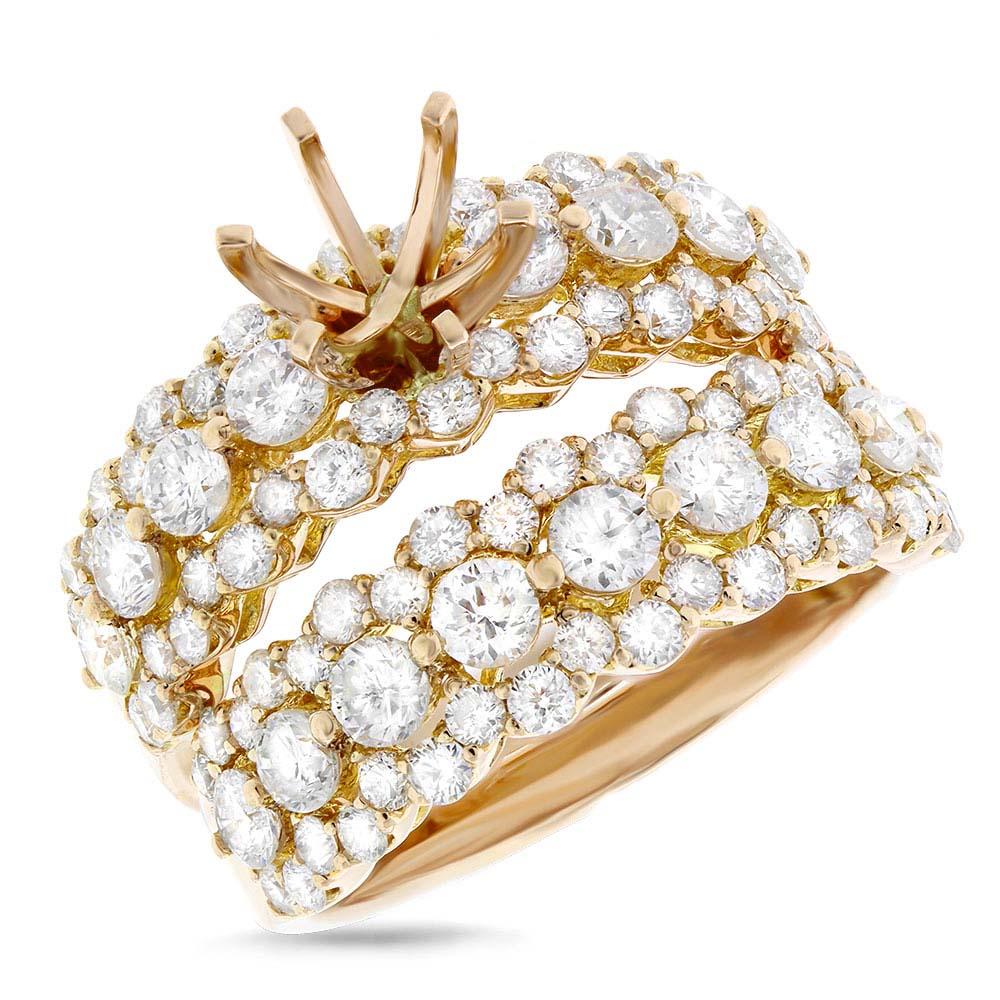 18k Yellow Gold Diamond Semi-mount Ring 2-pc - 2.62ct