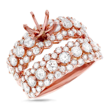 18k Rose Gold Diamond Semi-mount Ring 2-pc - 2.62ct