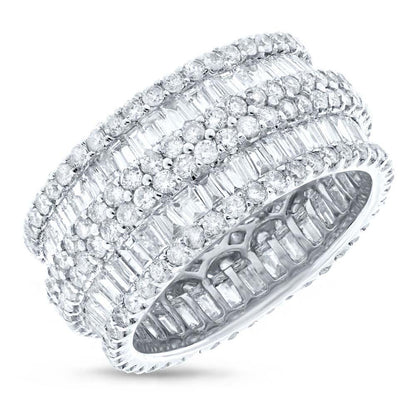 18k White Gold Diamond Baguette Eternity Band Size 7 - 4.37ct
