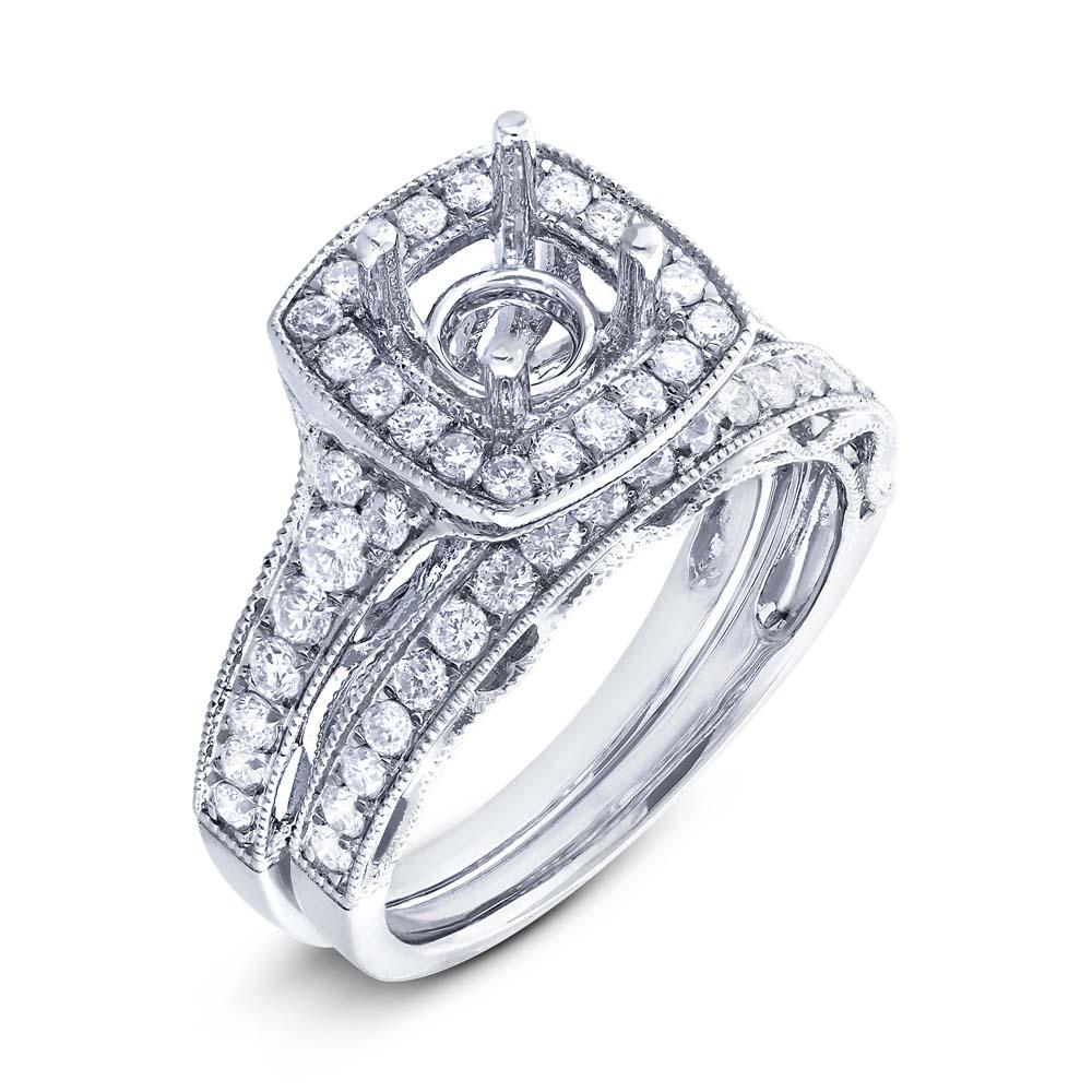 18k White Gold Diamond Semi-mount Ring 2-pc - 0.94ct