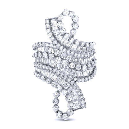 18k White Gold Diamond Baguette Lady's Ring - 3.98ct