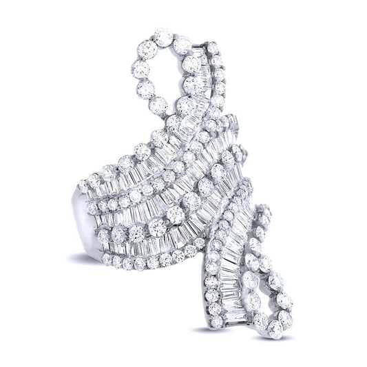 18k White Gold Diamond Baguette Lady's Ring - 3.98ct