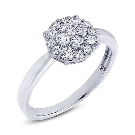 18k White Gold Diamond Cluster Lady's Ring - 0.60ct