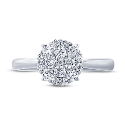 18k White Gold Diamond Cluster Lady's Ring - 0.60ct