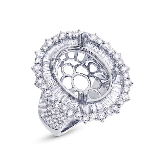 18k White Gold Diamond Semi-mount Ring - 2.53ct