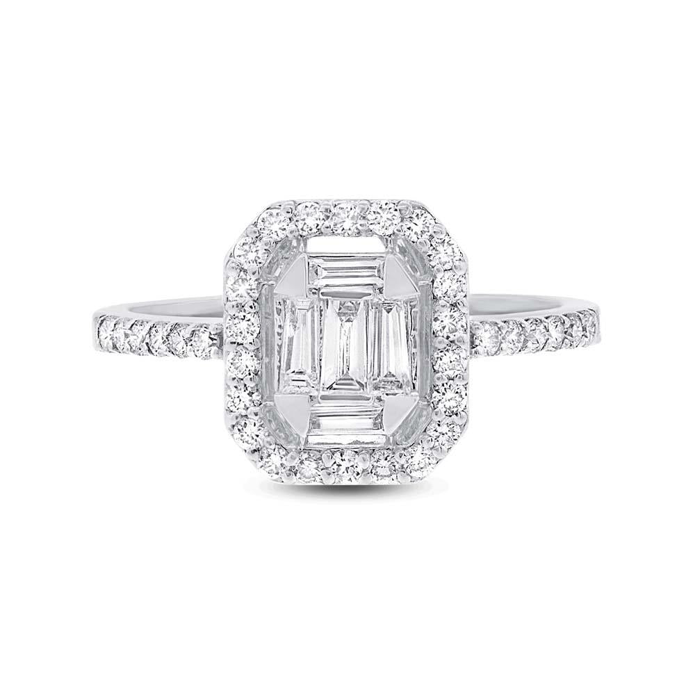 18k White Gold Diamond Baguette Lady's Ring - 0.70ct