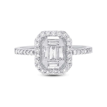 18k White Gold Diamond Baguette Lady's Ring - 0.70ct